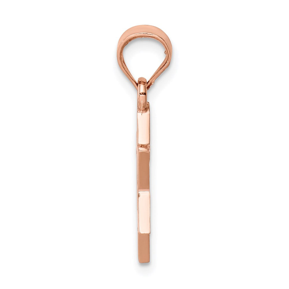 14K Roségold Poliert Davidstern-Anhänger mit Rose
