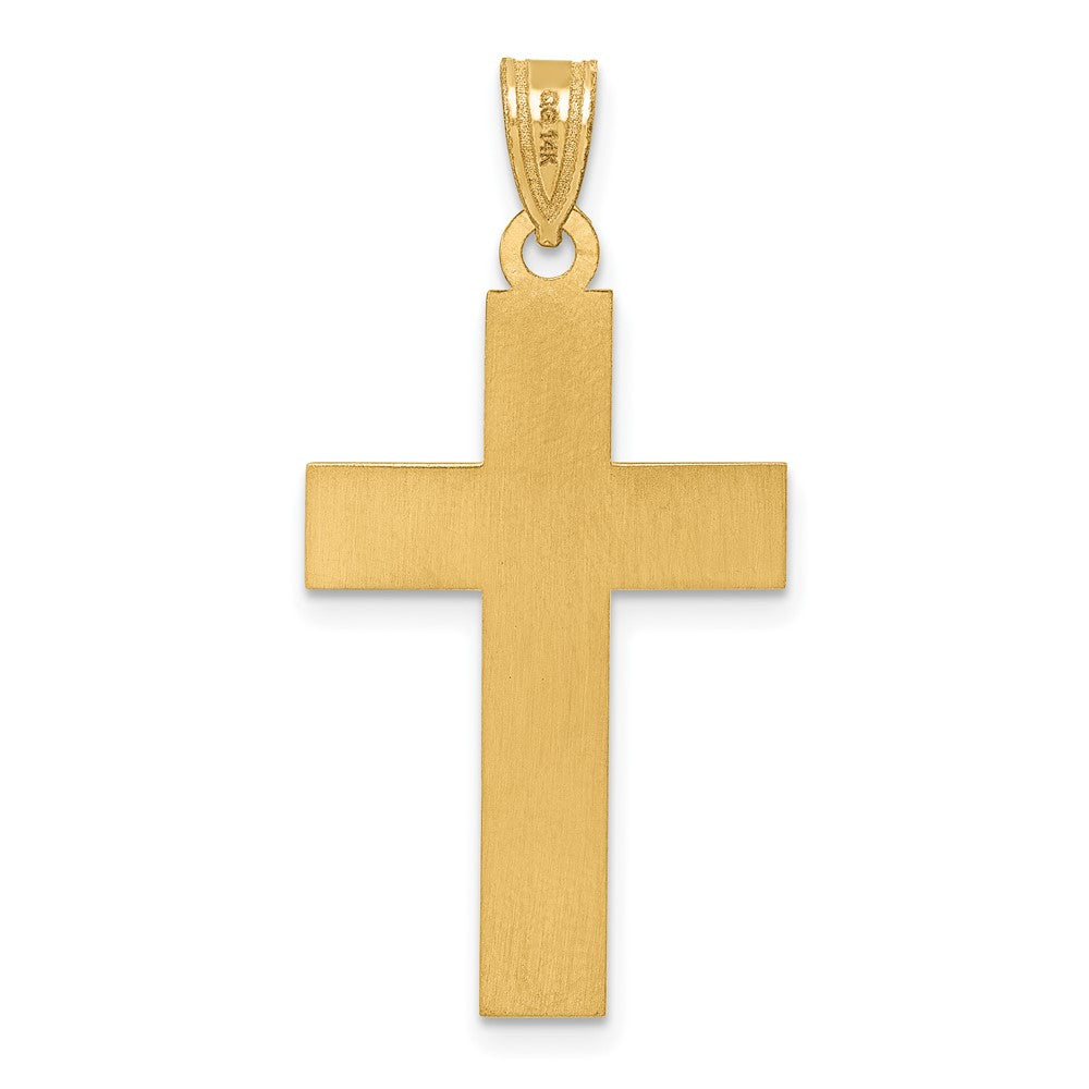 14K Gelbgold Groß Satiniert Kreuz Anhänger