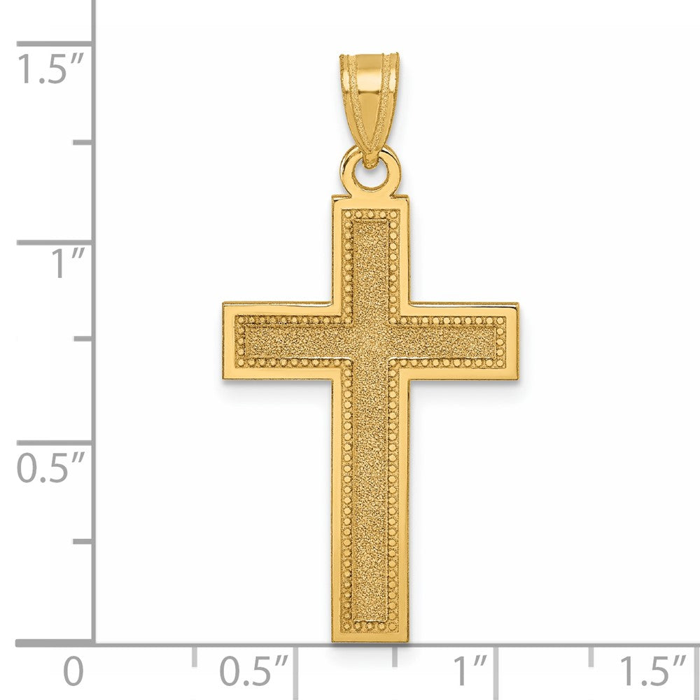 14K Gelbgold Groß Satiniert Kreuz Anhänger