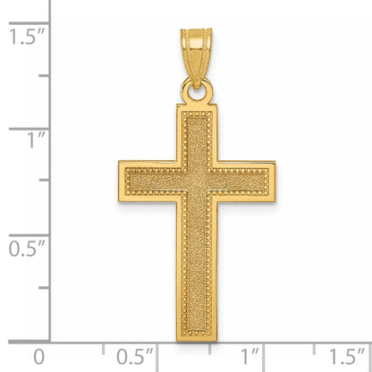 14K Gelbgold Groß Satiniert Kreuz Anhänger