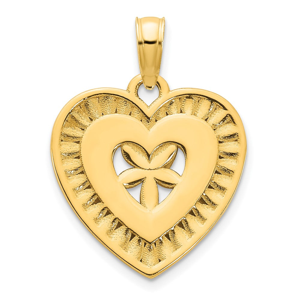 14 Karat Gelbgold Fantasie-Herz-Anhänger