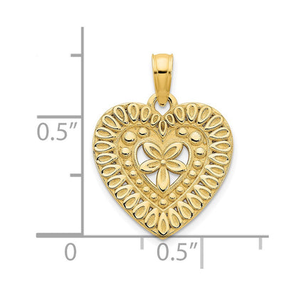 14 Karat Gelbgold Fantasie-Herz-Anhänger