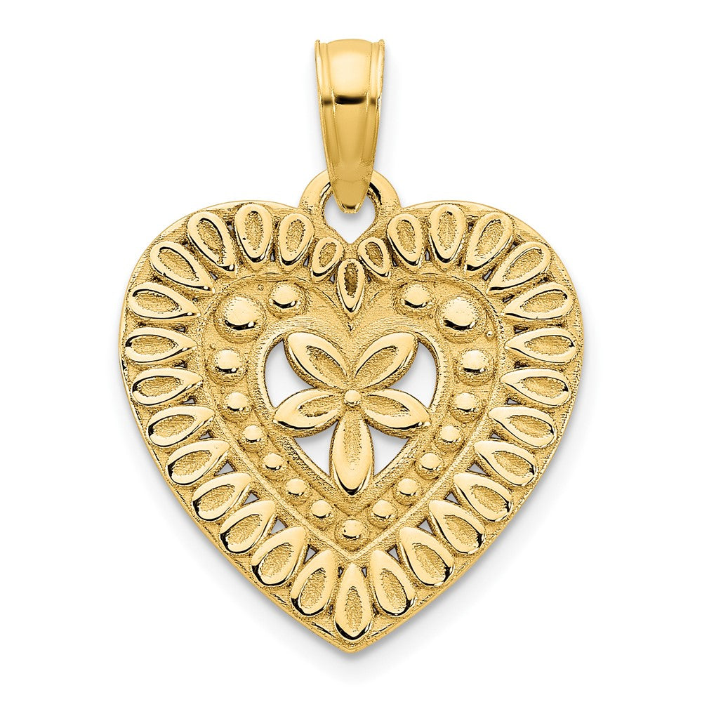 14 Karat Gelbgold Fantasie-Herz-Anhänger