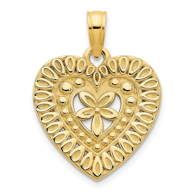 14 Karat Gelbgold Fantasie-Herz-Anhänger