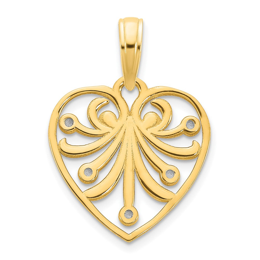 14K Gelbgold Herz-Anhänger, ausgefallenes Design