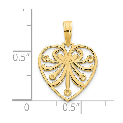 14K Gelbgold Herz-Anhänger, ausgefallenes Design