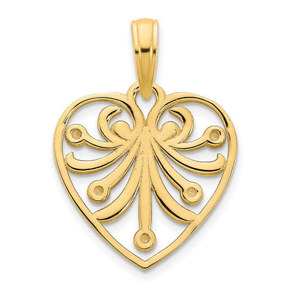 14K Gelbgold Herz-Anhänger, ausgefallenes Design