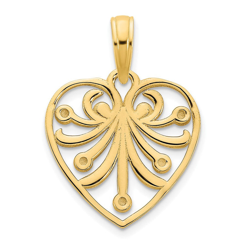 14K Gelbgold Herz-Anhänger, ausgefallenes Design