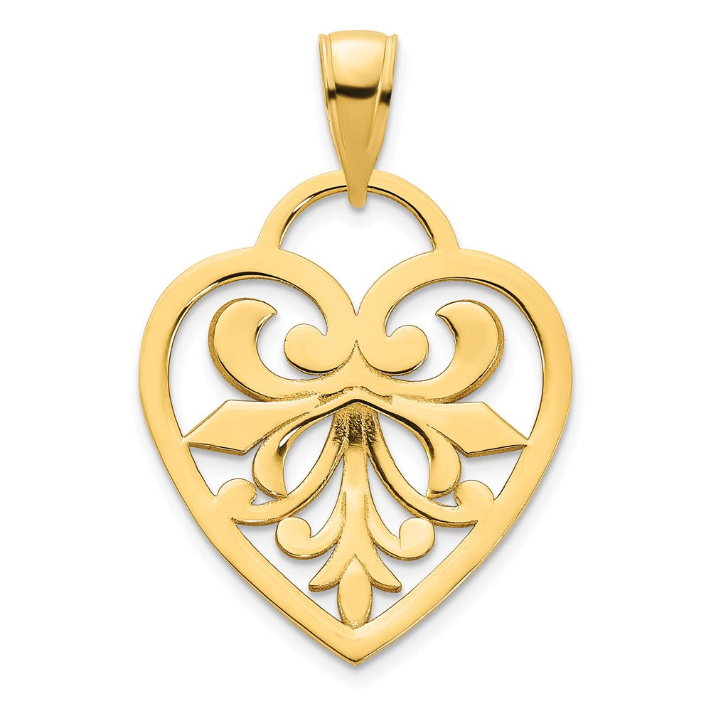 14K Gelbgold Herzanhänger im Fantasie-Design