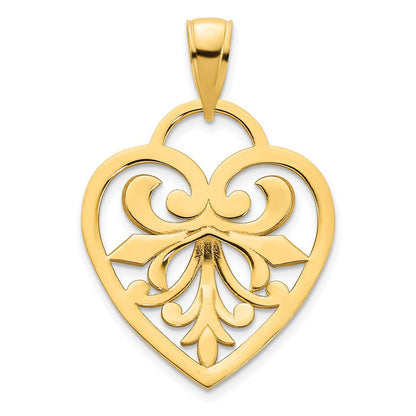 14K Gelbgold Herzanhänger im Fantasie-Design