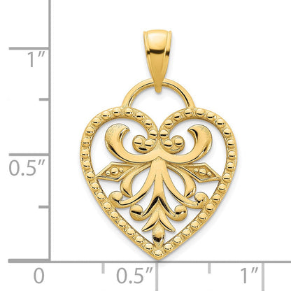 14K Gelbgold Herzanhänger im Fantasie-Design