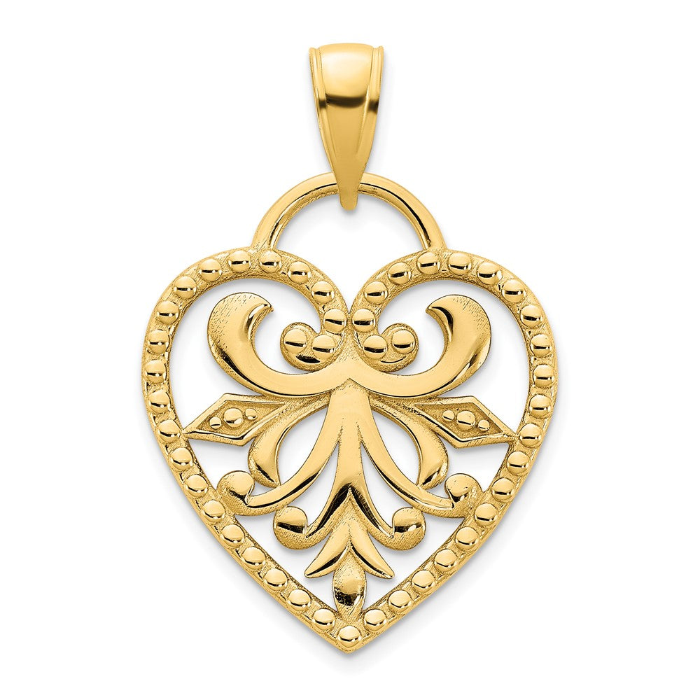 14K Gelbgold Herzanhänger im Fantasie-Design
