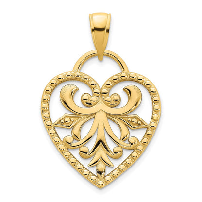 14K Gelbgold Herzanhänger im Fantasie-Design