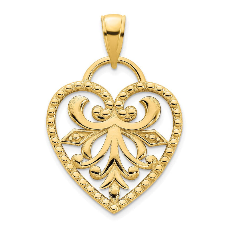 14K Gelbgold Herzanhänger im Fantasie-Design
