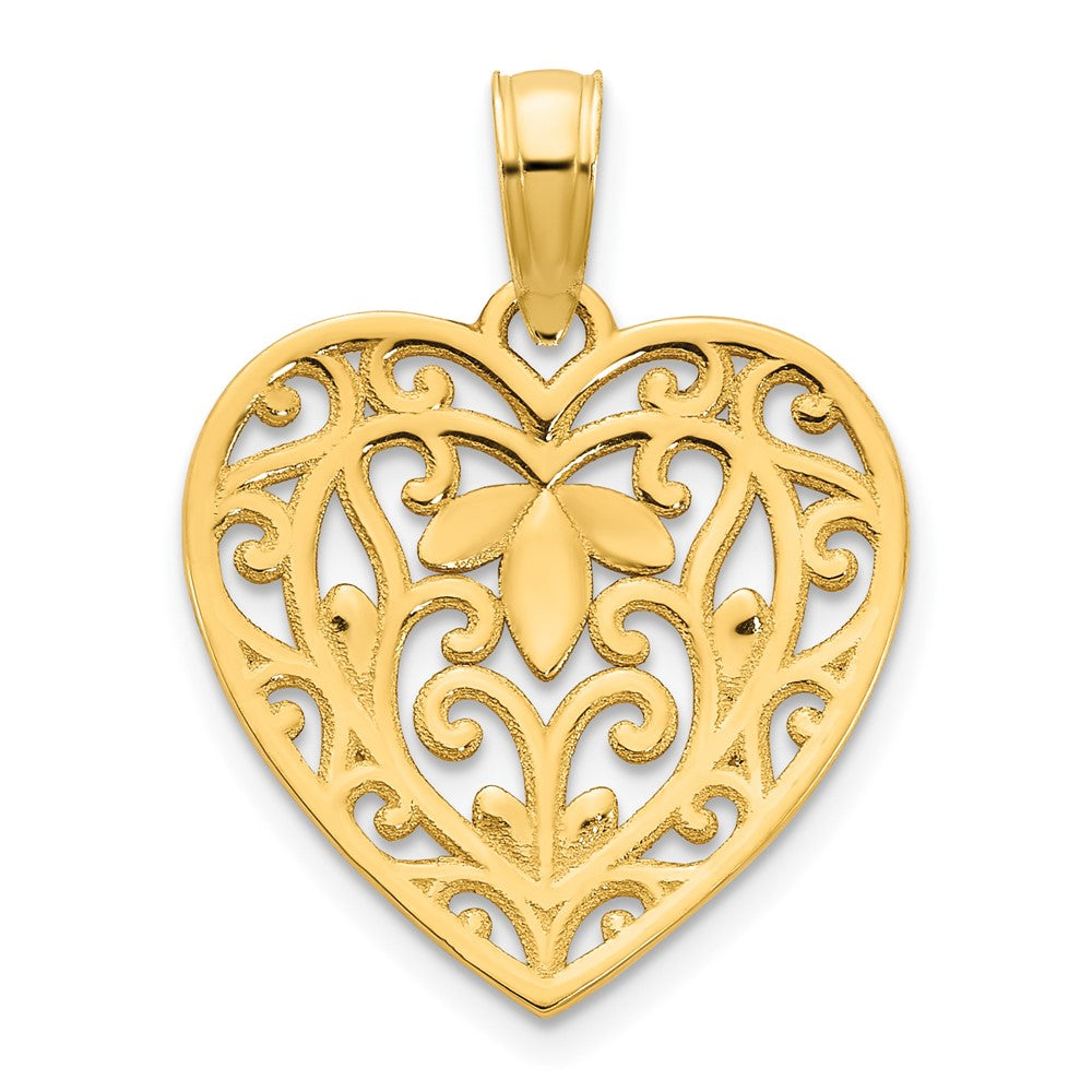 14K Gelbgold Fancy-Herz-Anhänger