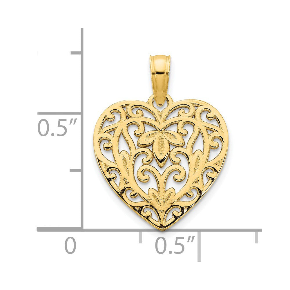 14K Gelbgold Fancy-Herz-Anhänger