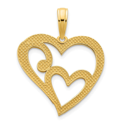14K Gelbgold Herz-in-Herz-Anhänger