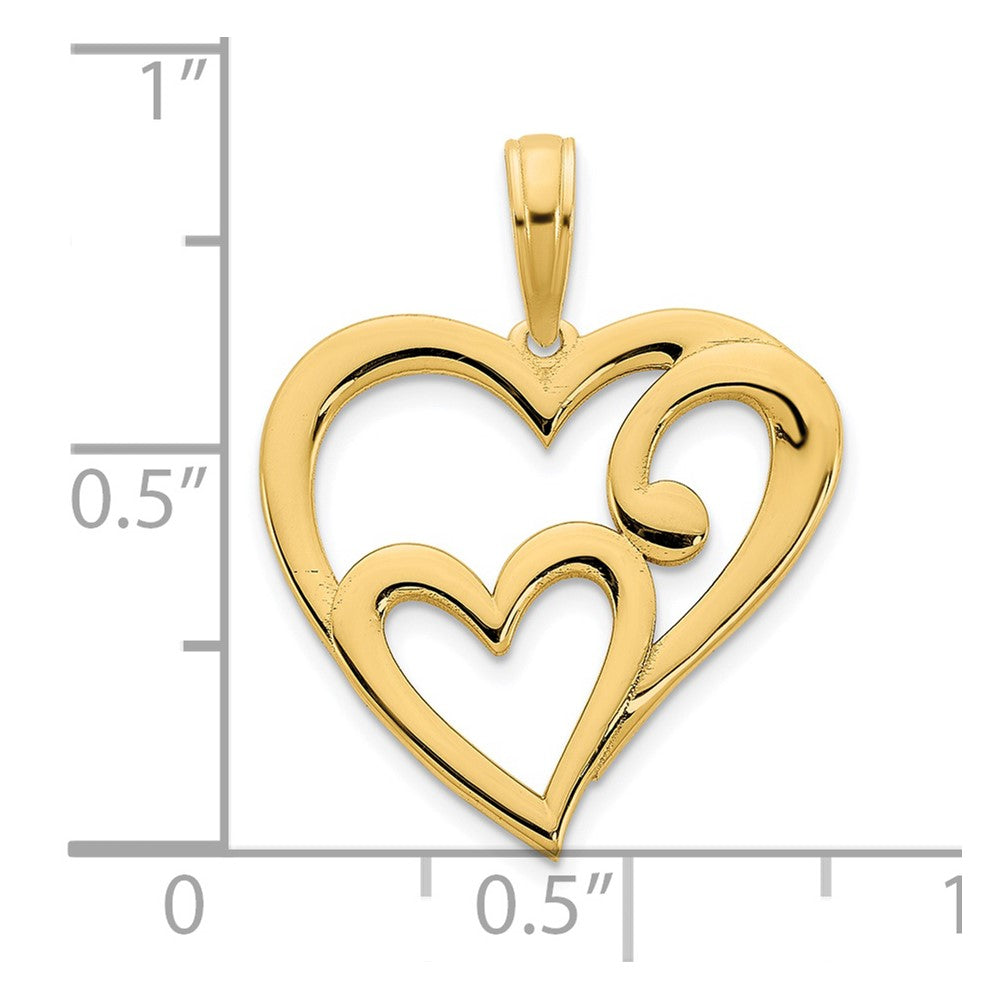 14K Gelbgold Herz-in-Herz-Anhänger