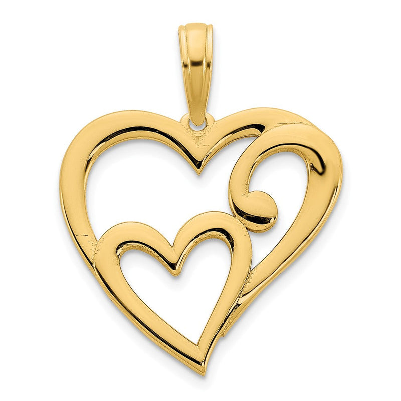 14K Gelbgold Herz-in-Herz-Anhänger