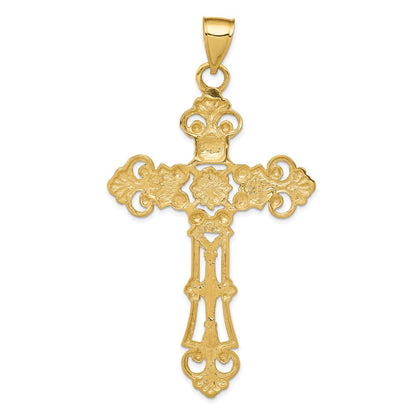 14K Gelbgold Fleur-de-Lis Kreuzanhänger, groß