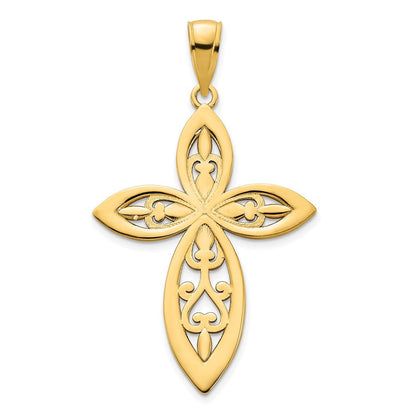 14K Gelbgold Fancy-Kreuz-Charm
