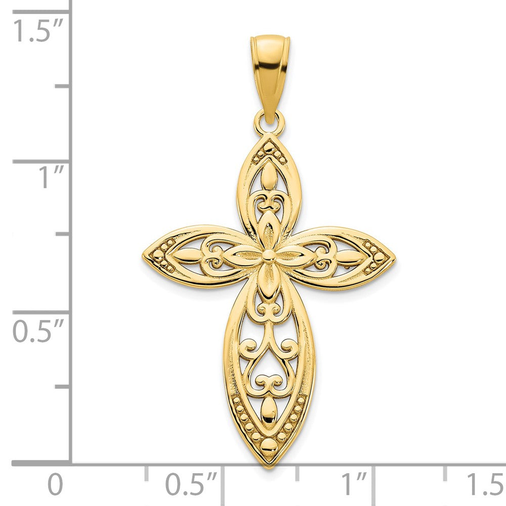 14K Gelbgold Fancy-Kreuz-Charm