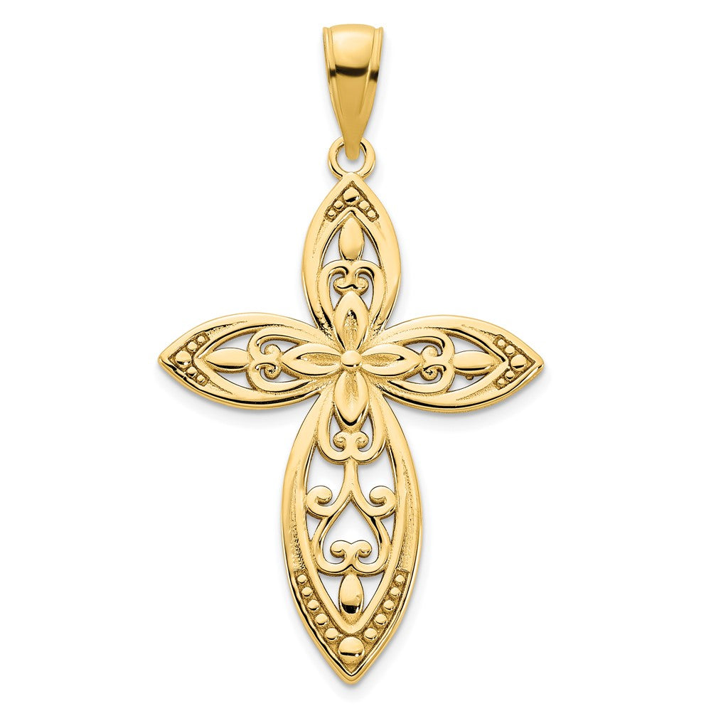 14K Gelbgold Fancy-Kreuz-Charm