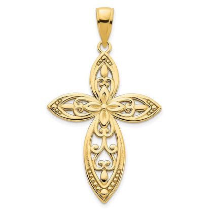 14K Gelbgold Fancy-Kreuz-Charm