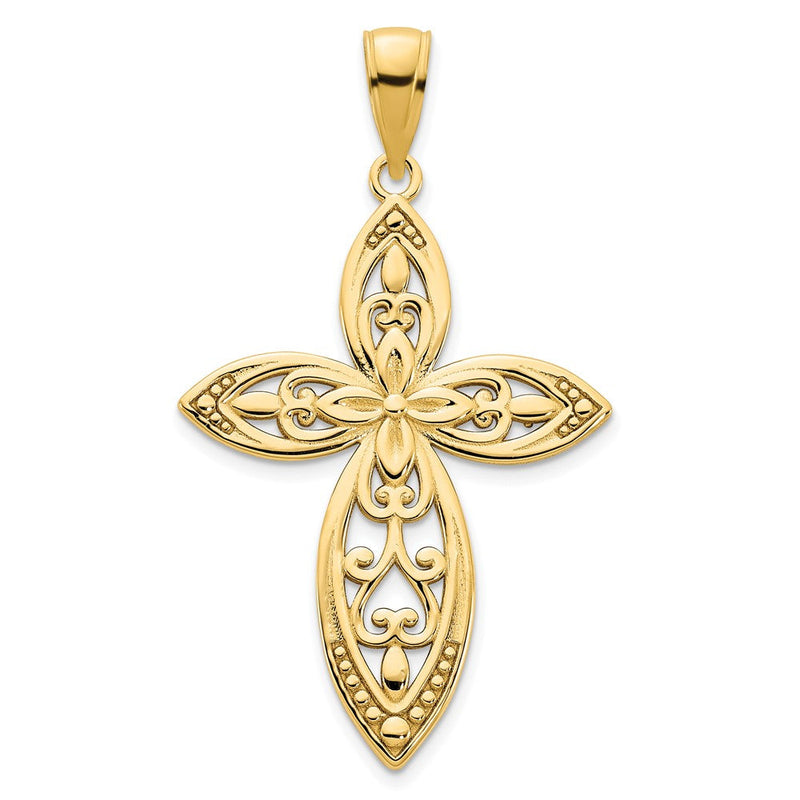 14K Gelbgold Fancy-Kreuz-Charm