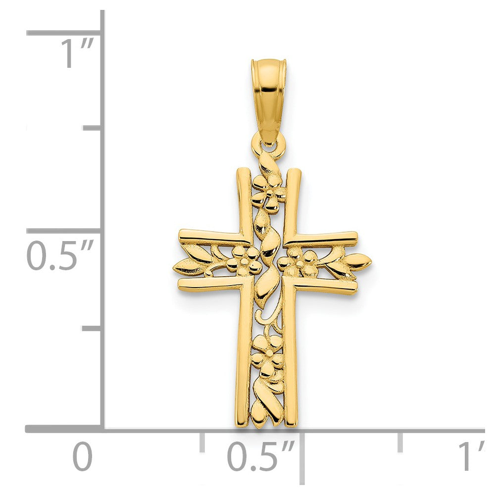 14K Gelbgold Fantasie-Kreuzanhänger