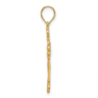14K Gelbgold Fancy-Kreuz-Anhänger
