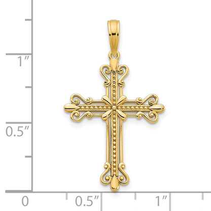 14K Gelbgold Fancy-Kreuz-Anhänger