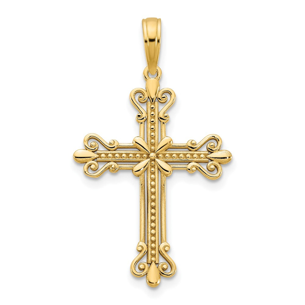 14K Gelbgold Fancy-Kreuz-Anhänger