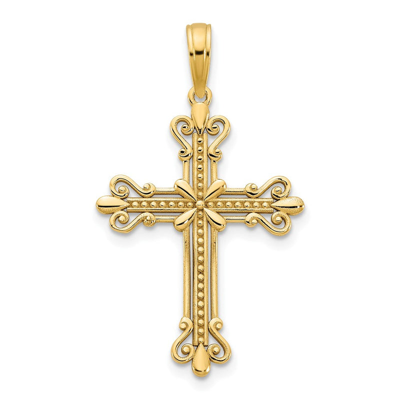 14K Gelbgold Fancy-Kreuz-Anhänger