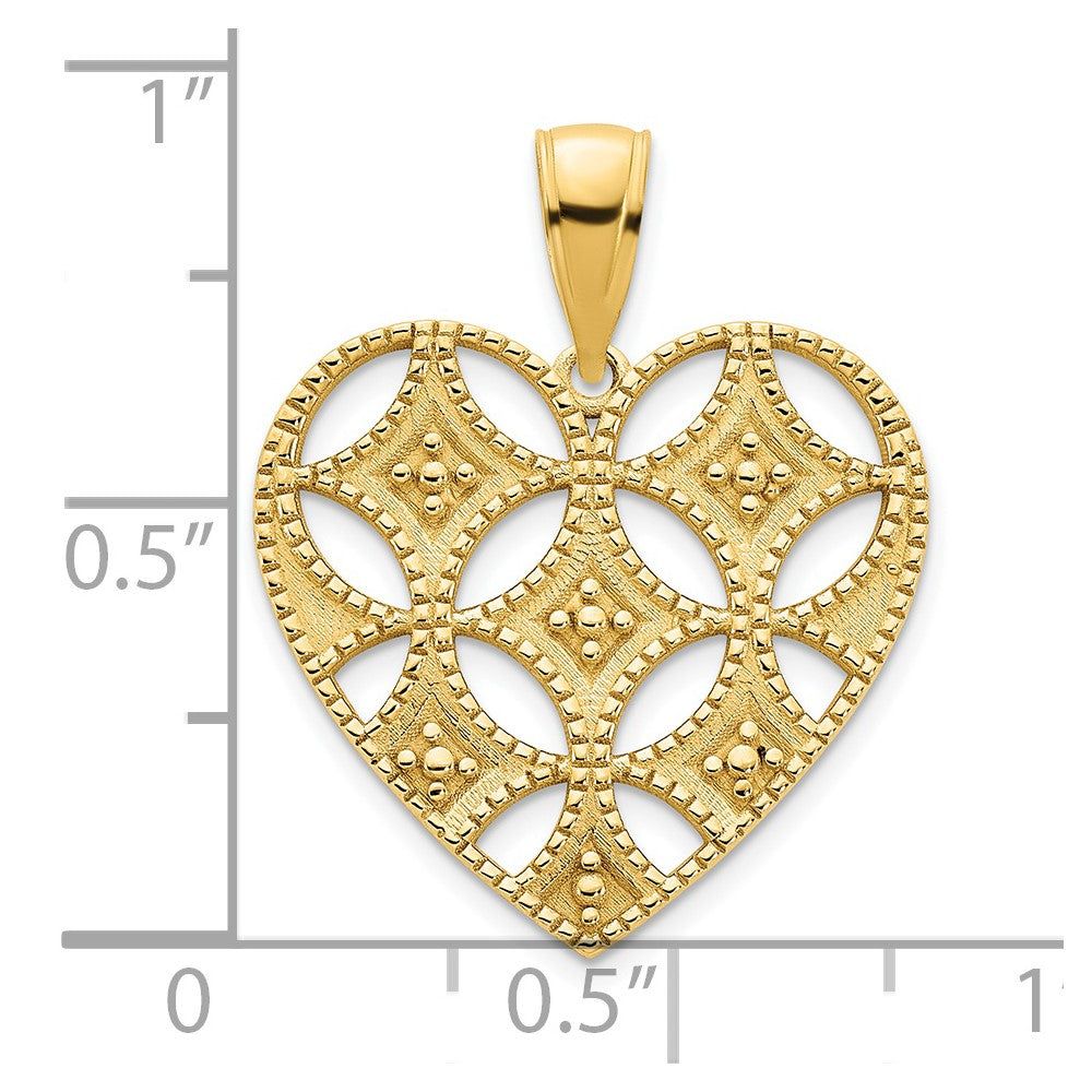 14k Gelbgold Fancy Herz-Anhänger