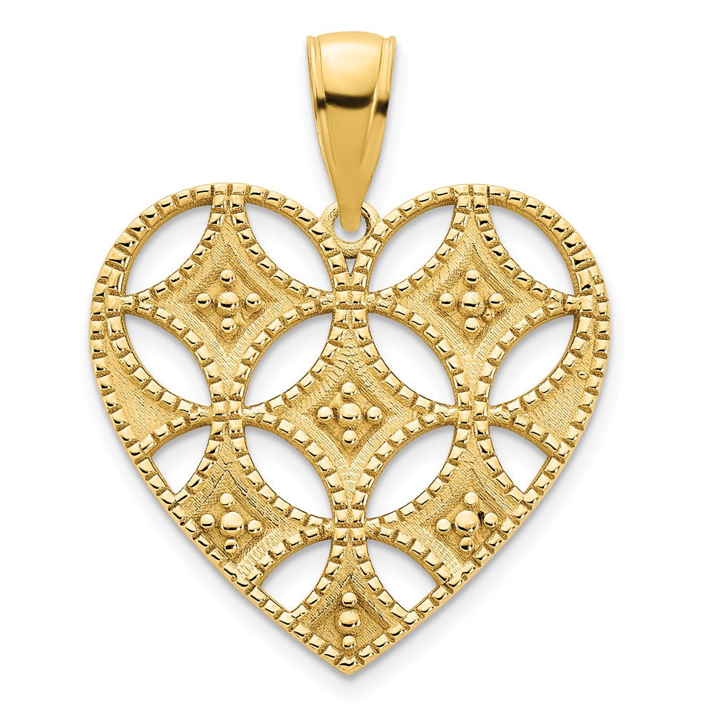 14k Gelbgold Fancy Herz-Anhänger