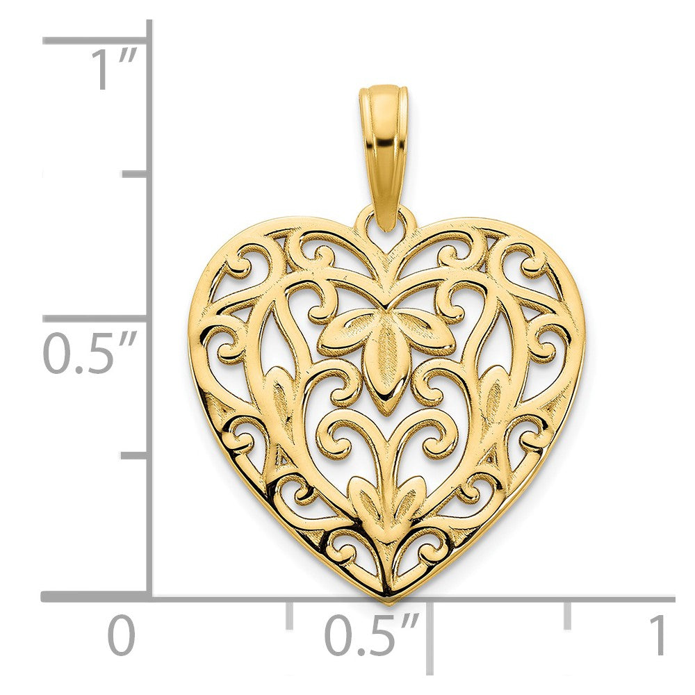 14K Gelbgold Fancy-Herz-Anhänger