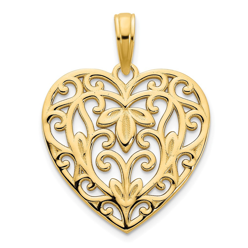 14K Gelbgold Fancy-Herz-Anhänger