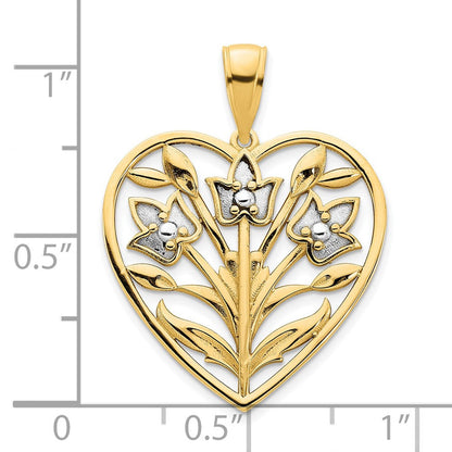 14 Karat Gelbgold und Roségold mit Weißrhodinierung, Fancy-Herz-Anhänger