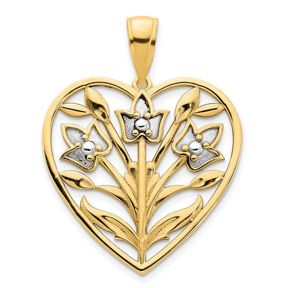 14 Karat Gelbgold und Roségold mit Weißrhodinierung, Fancy-Herz-Anhänger