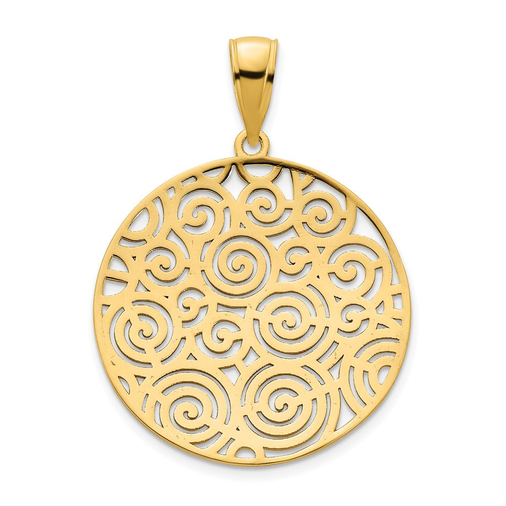 14K Gelbgold Fancy Filigran-Scheiben-Anhänger