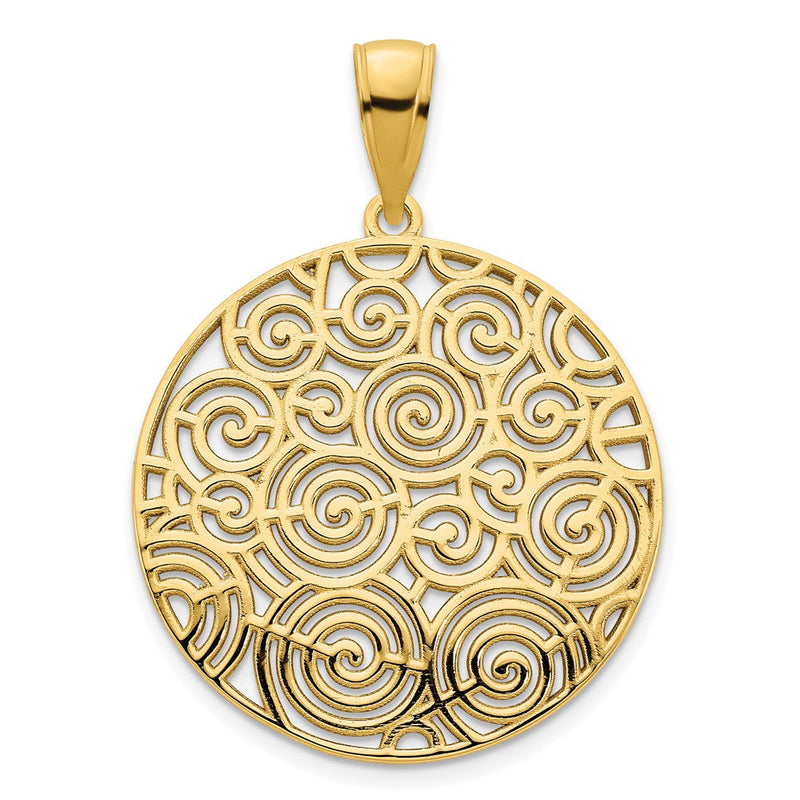 14K Gelbgold Fancy Filigran-Scheiben-Anhänger
