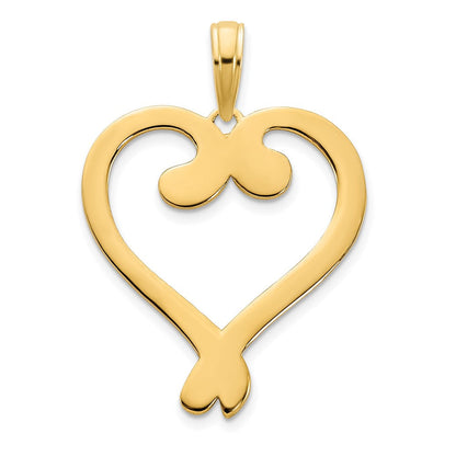 14k Gelbgold Fantasie-Herz-Anhänger
