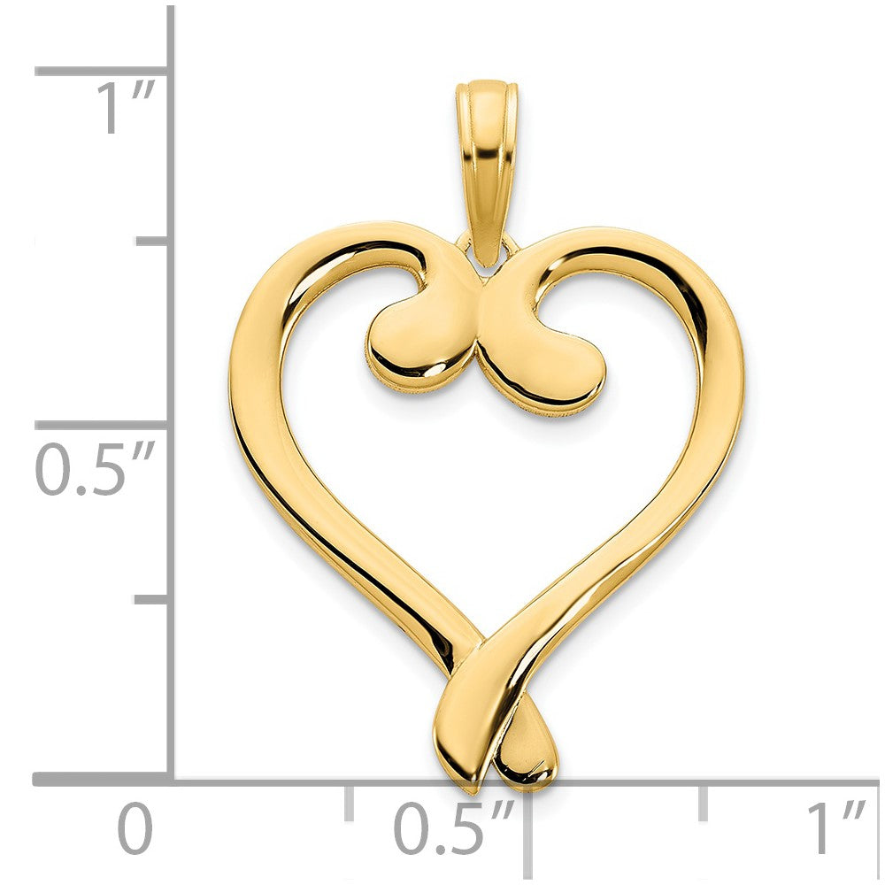 14k Gelbgold Fantasie-Herz-Anhänger