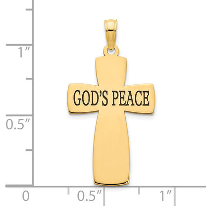 14K Gelbgold Polierter Anhänger „GOD'S PEACE" Kreuz mit Epoxidharz
