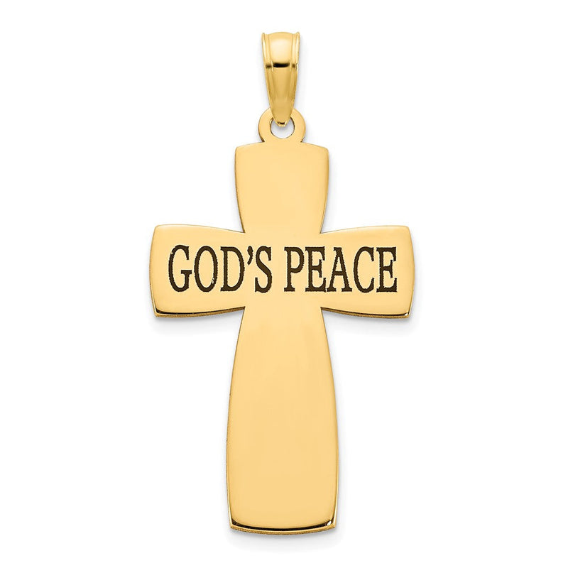 14K Gelbgold Polierter Anhänger „GOD'S PEACE" Kreuz mit Epoxidharz