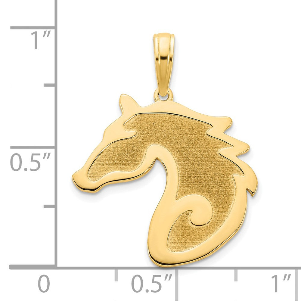 14K Gelbgold Pferdekopf-Charm, sandgestrahlt