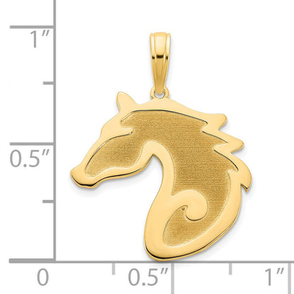 14K Gelbgold Pferdekopf-Charm, sandgestrahlt