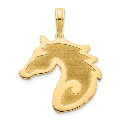 14K Gelbgold Pferdekopf-Charm, sandgestrahlt