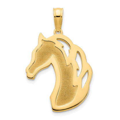 14K Gelbgold Pferdekopf-Charm, sandgestrahlt